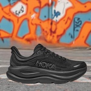 HOKA Bondi One One 9 Men Triple Black Hoka Black Sneakers Running Shoes